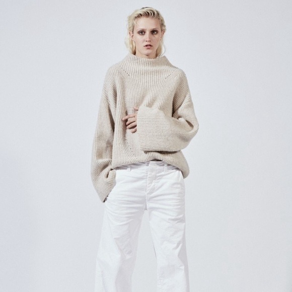 Nili Lotan oatmeal beige Ronnie wool mock neck turtleneck sweater - Small - Picture 8 of 12